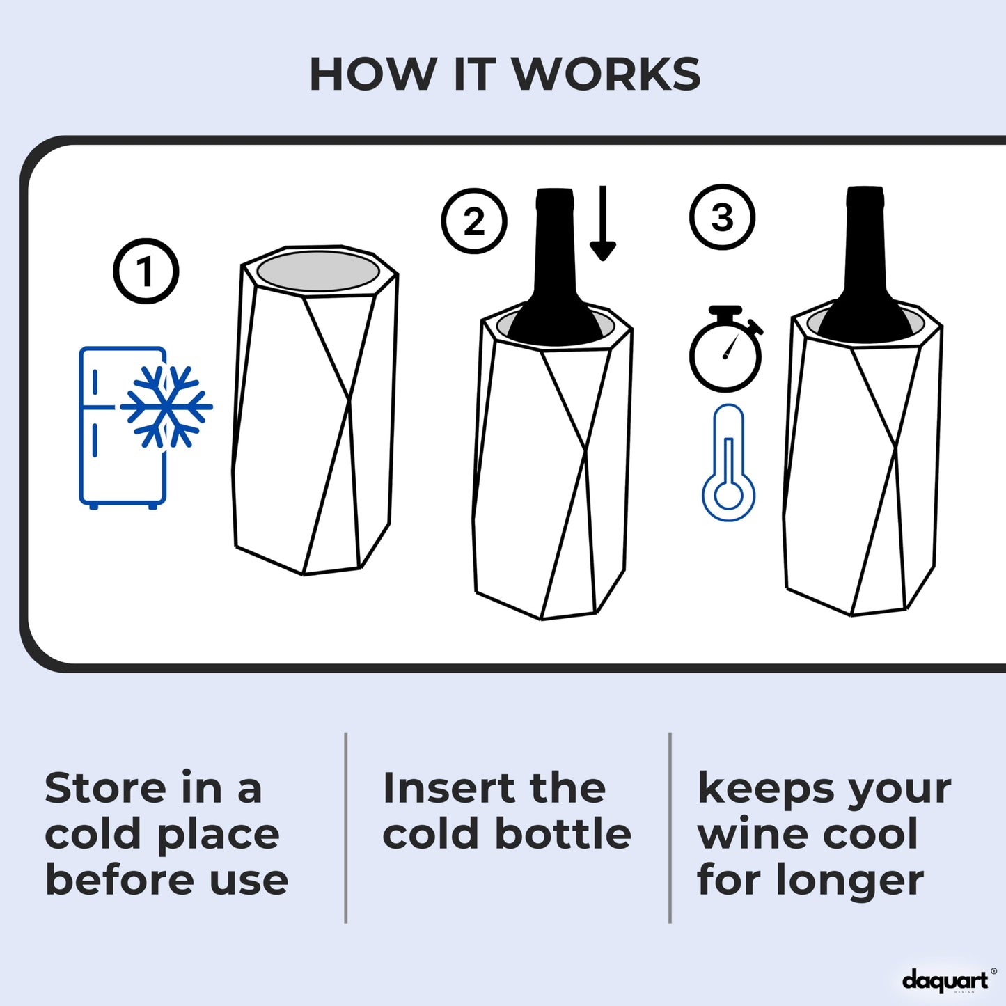 Daquart® | Concrete Wine Chiller Bucket - Keep your Drinks Cold | Wine Chillers for Bottles like a Cooler Sleeve - Designed for all Wine Bottle | Wine Cooler Bucket - Gifts for Wine Lovers