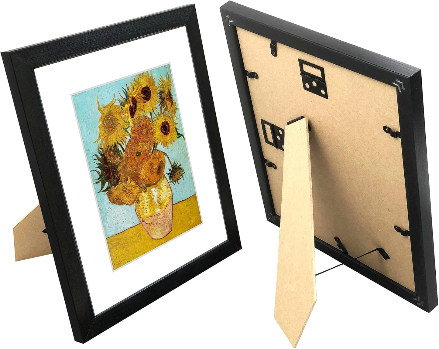 Regine Switzerland 11x14 Picture Frame Set of 6 - Real Glass for 8x10 Photos with Mat or 11x14 Without Mat | Black Wall Gallery & Tabletop Display