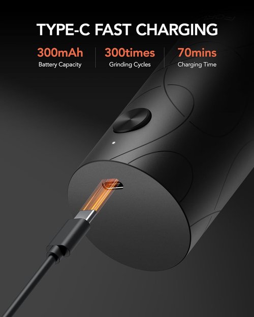 FORLIM Electric Salt and Pepper Grinder Set - USB Rechargeable, Automatic Mill with Adjustable Coarseness | 2 Pack, Black
