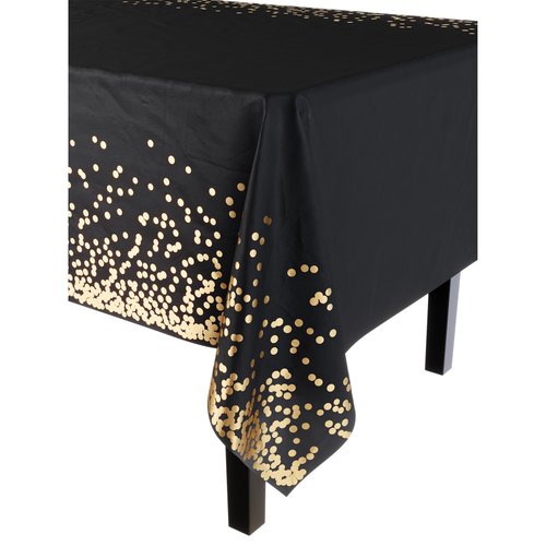 Exquisite 12-Pack Premium Plastic Tablecloth 54in. x 108in. Rectangle - White and Gold