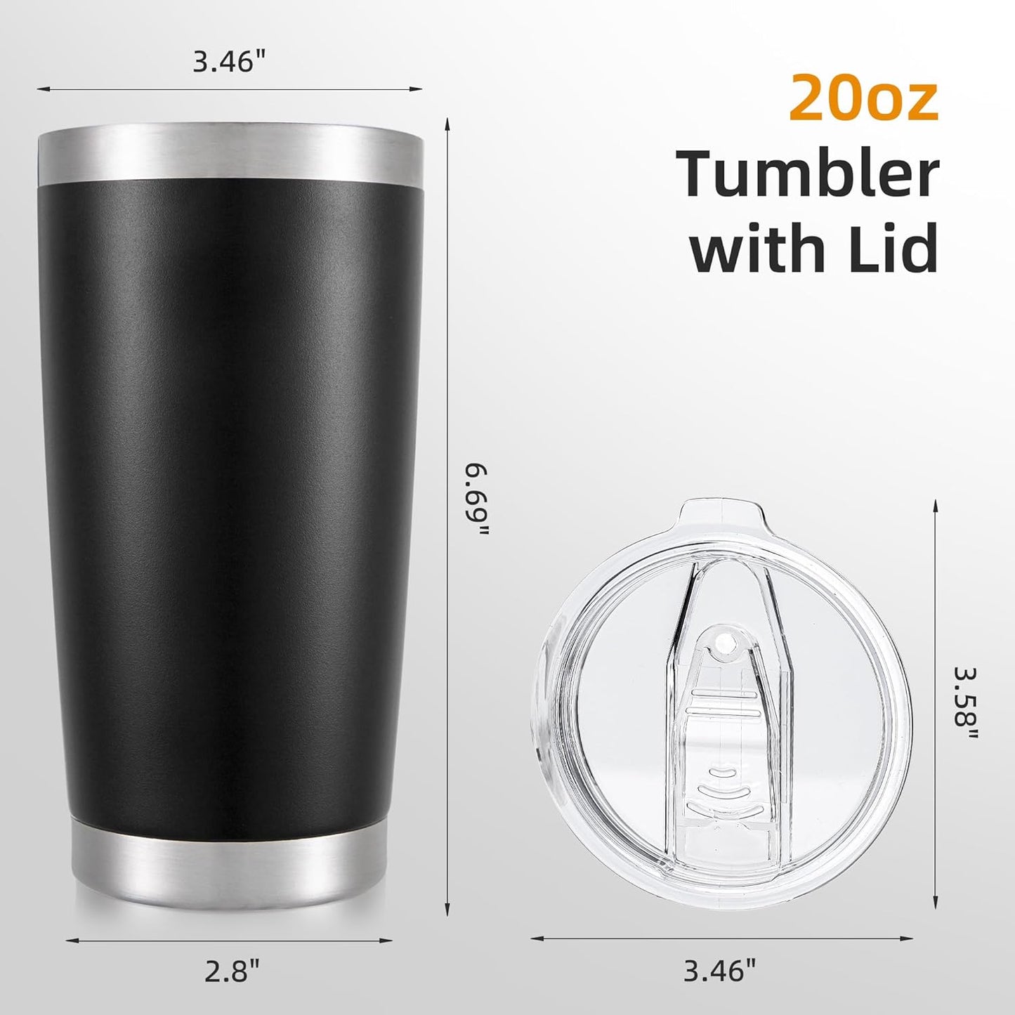 Skiennix 20 Oz Stainless Steel Insulated Tumbler - Double Wall Vacuum Coffee Mug in Black