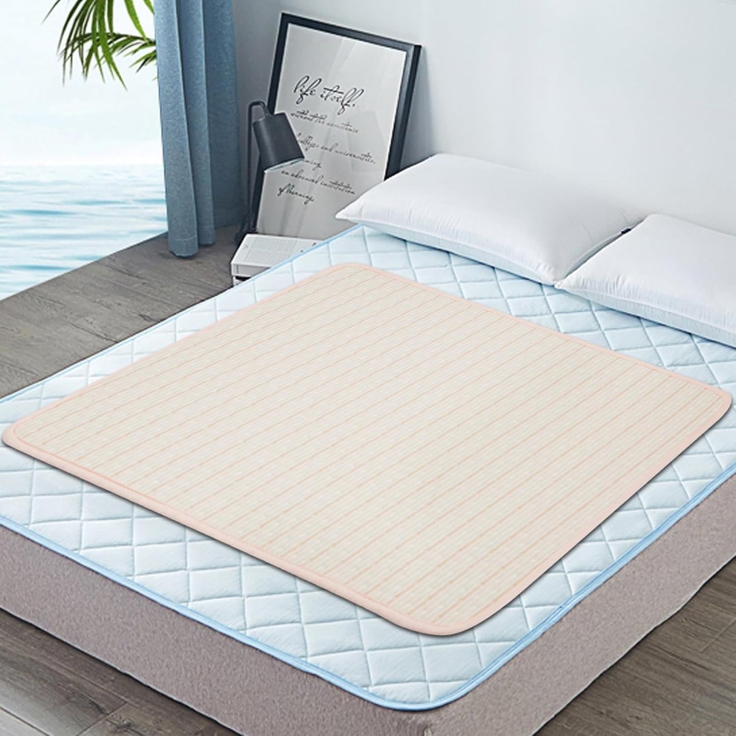 Skiennix Washable Bed Pads for Incontinence - Large 40"x55" Waterproof Underpad for Adults & Pets - Beige