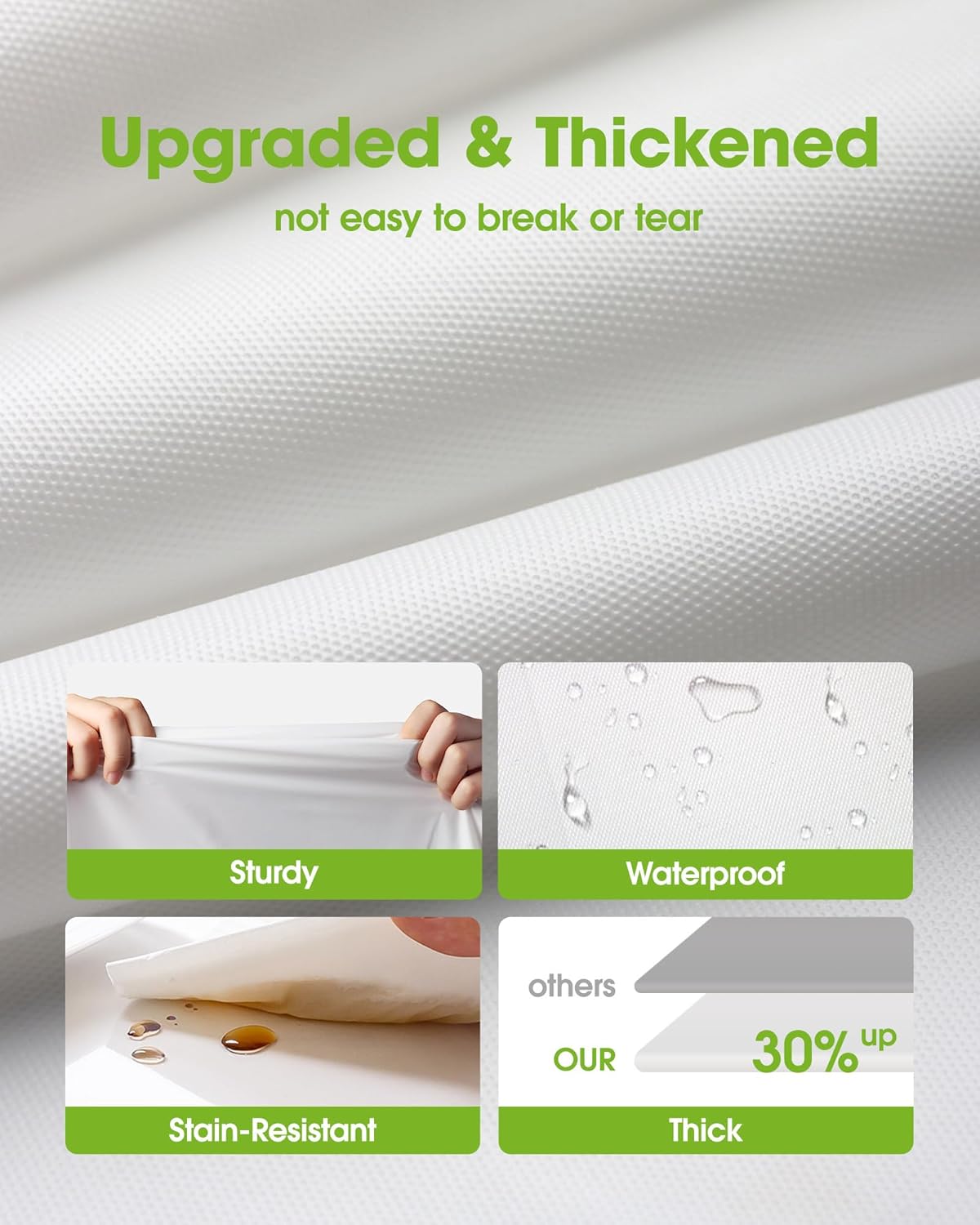 Pureegg Table Cloth Set - 10 Waterproof Disposable Tablecloths (54"x108") & 2 Decorative Cheesecloth Runners (35"x120") | Perfect for Parties, Picnics & Weddings in White & Sage