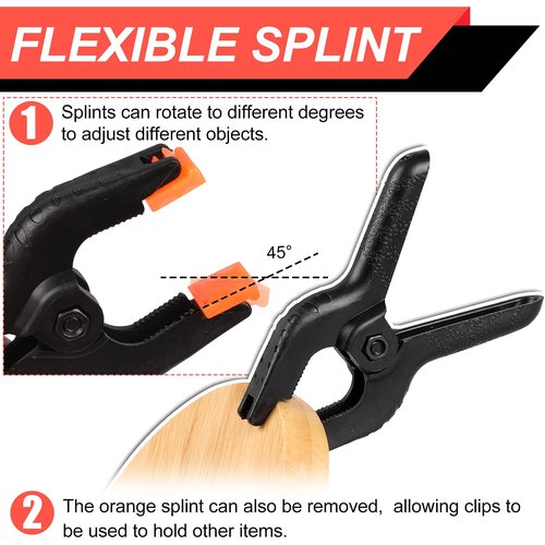 12 Pack Plastic Spring Clamps, 3.5inch Small Heavy Duty Clips for Crafts, Backdrop Stand, Woodworking, Photography Studios (Black)
