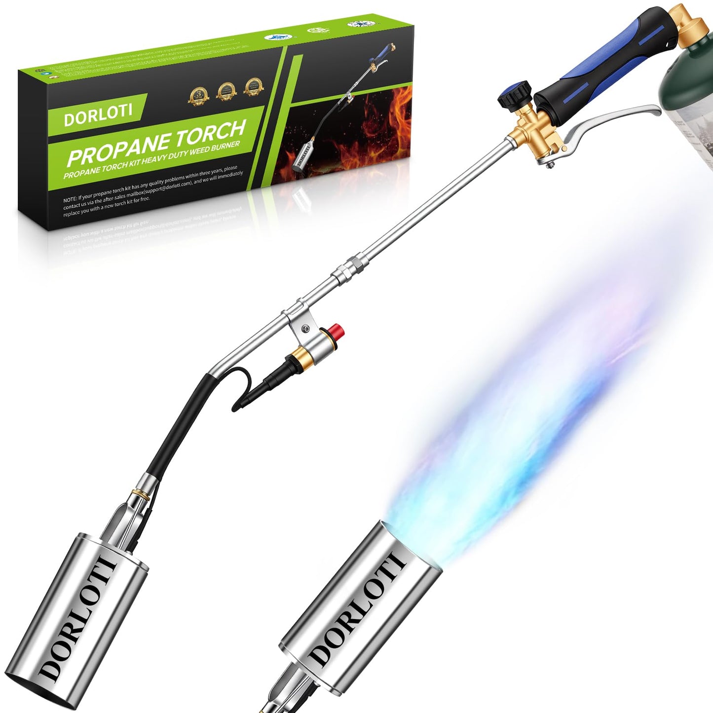 Propane Torch Weed Burner Propane Burner Weed Torch Heavy Duty Blow Torch 31"Flamethrower with Self Igniter and Turbo Trigger for Weeding Roofing Road Ice Melting BBQ(Fuel Cylinder Not Included)