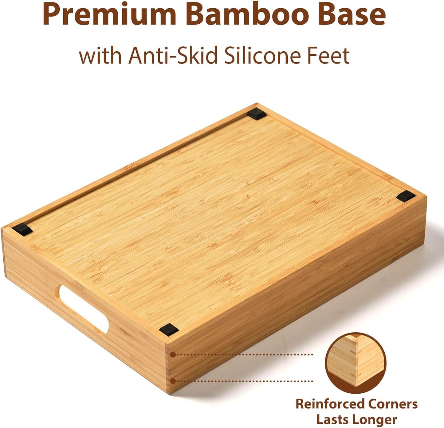 Umilife Kitchen Cabinet Organizer - Adjustable Bamboo Drawer Caddy for Food Storage Container Lids