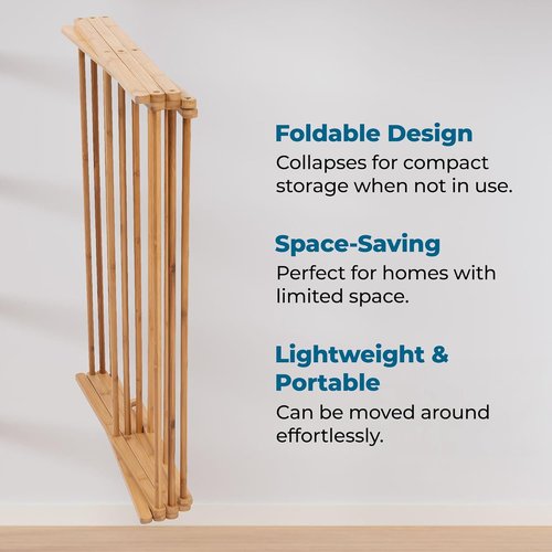 Honey-Can-Do Collapsible Bamboo Drying Rack - Sturdy, Foldable & Portable Laundry Solution for Indoor/Outdoor Use
