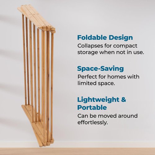 Honey-Can-Do Collapsible Bamboo Drying Rack – Sturdy & Foldable Laundry Drying Rack, Space-Saving & Portable Clothes Rack for Air-Drying Clothes, Towels, Blankets & Delicates, Indoor & Outdoor Use.