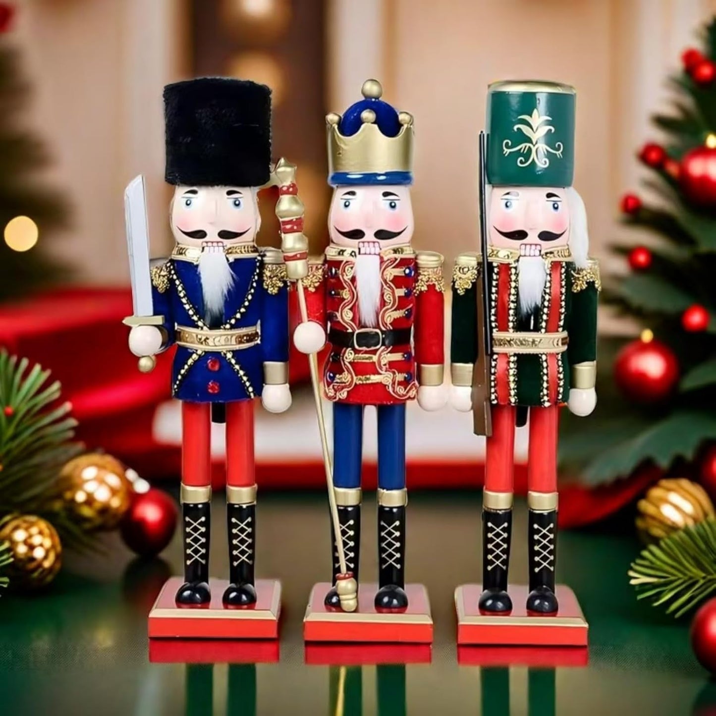 Regine Switzerland 15-Inch Hand-Painted Christmas Nutcracker Figure - Festive Wooden Decoration for Winter