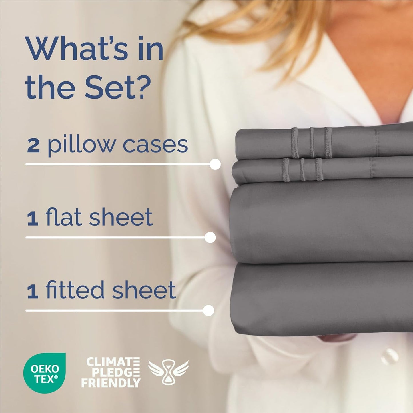 King Size 4 Piece Sheet Set - Ultra-Soft Cooling Bed Sheets | Hotel Luxury Bedding - Dark Grey