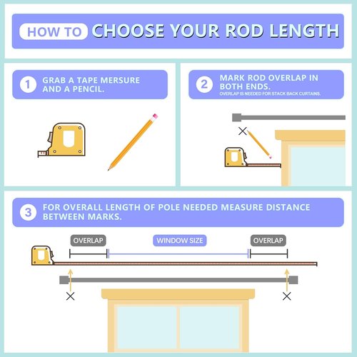 Byondeth Adjustable Curtain Rods - 16 to 60 Inches | 1 Inch Diameter with Black Aluminium Finials