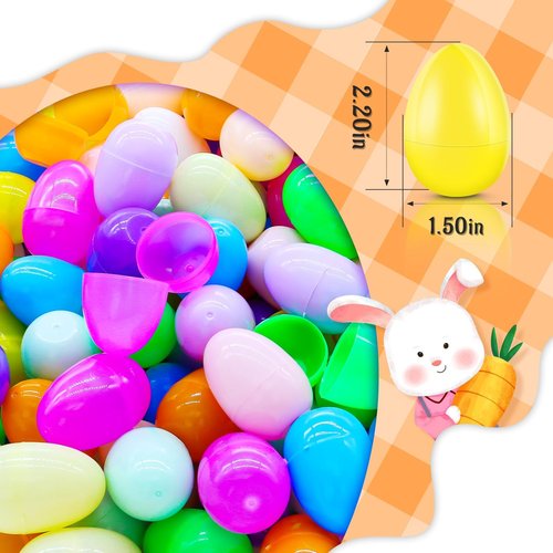 50Pcs Empty Plastic Easter Eggs - Party Decorations, Printed Shells, Fillable Basket Fillers Stuffers, Classroom Prize Egg Supplies Toy for Kids