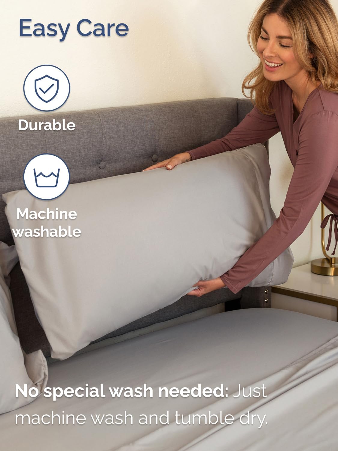 Skiennix Extra Deep Full Sheet Set - 6 Piece Breathable Cooling Bedding - Soft Wrinkle-Free Light Grey