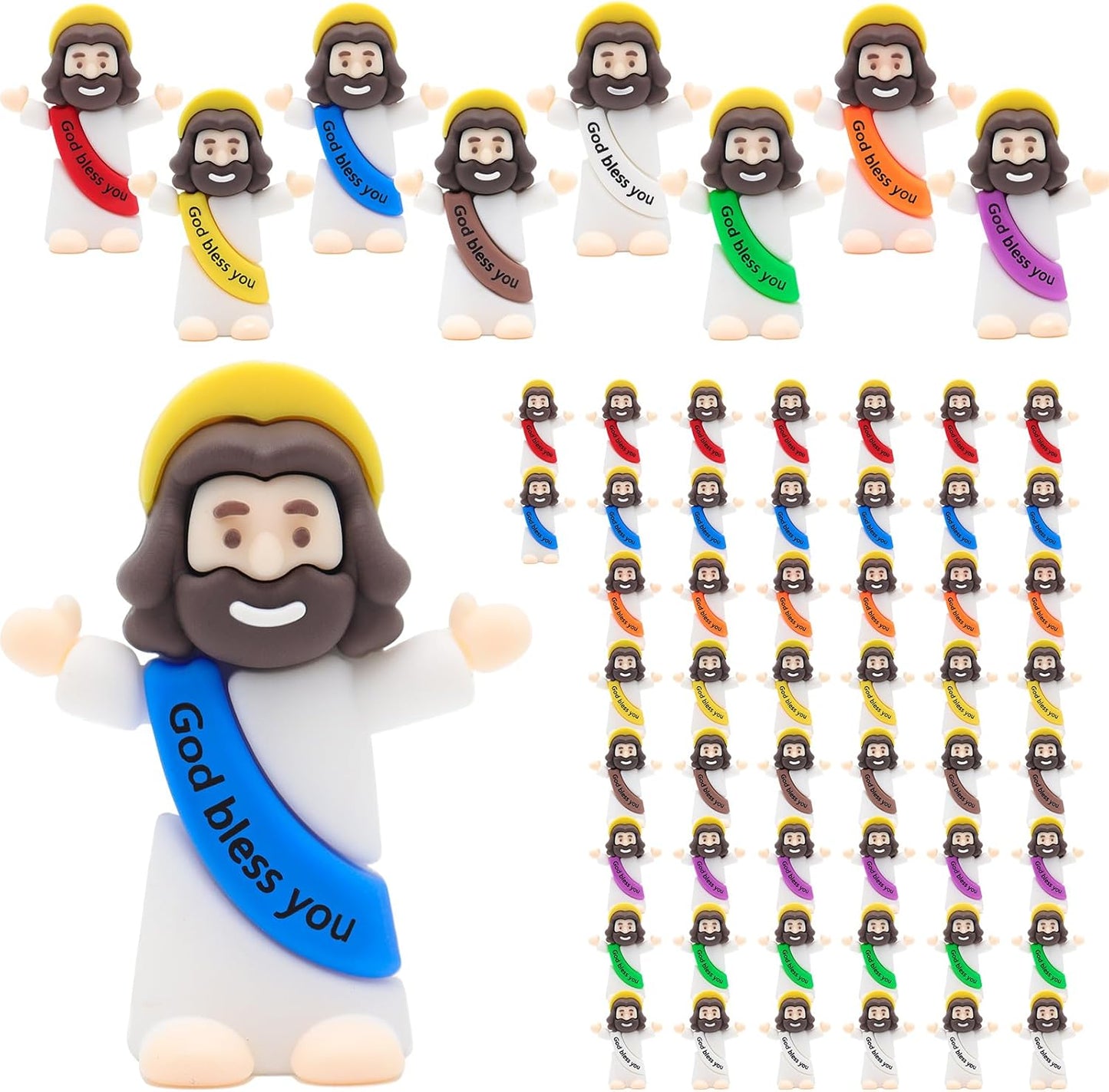 Yelakey Mini Jesus Figures - 50 Classic Tiny Jesus Figurines for Baptism & Easter Decor
