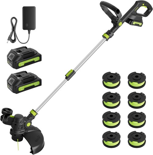 **Skiennix 20V Cordless String Trimmer - 12'' Grass Cutter with Auto Line Feed & 2 Batteries**