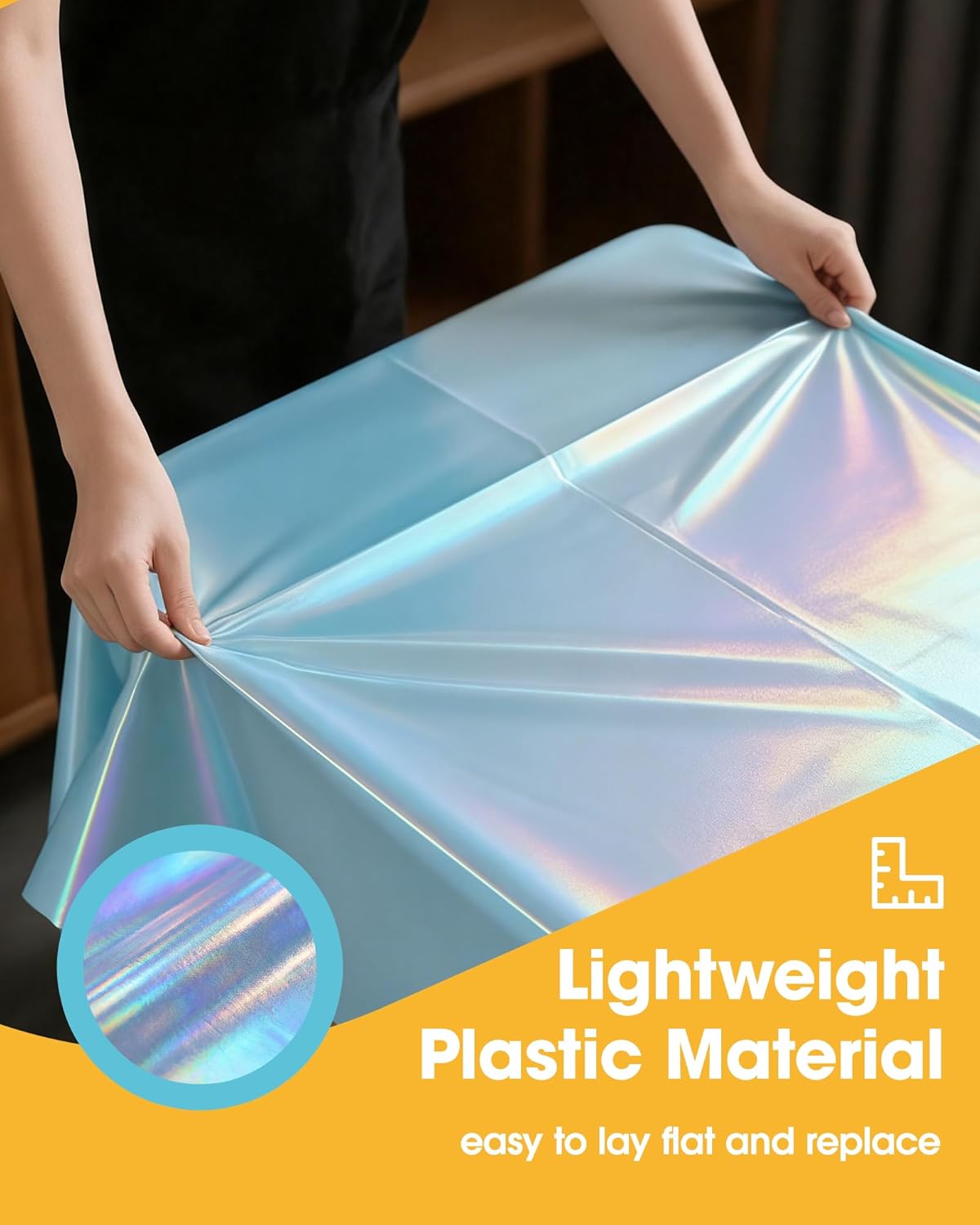 Niuara Iridescent Blue Tablecloths - 4 Pack Disposable 54" × 108" Rectangle Covers for Parties & Gatherings