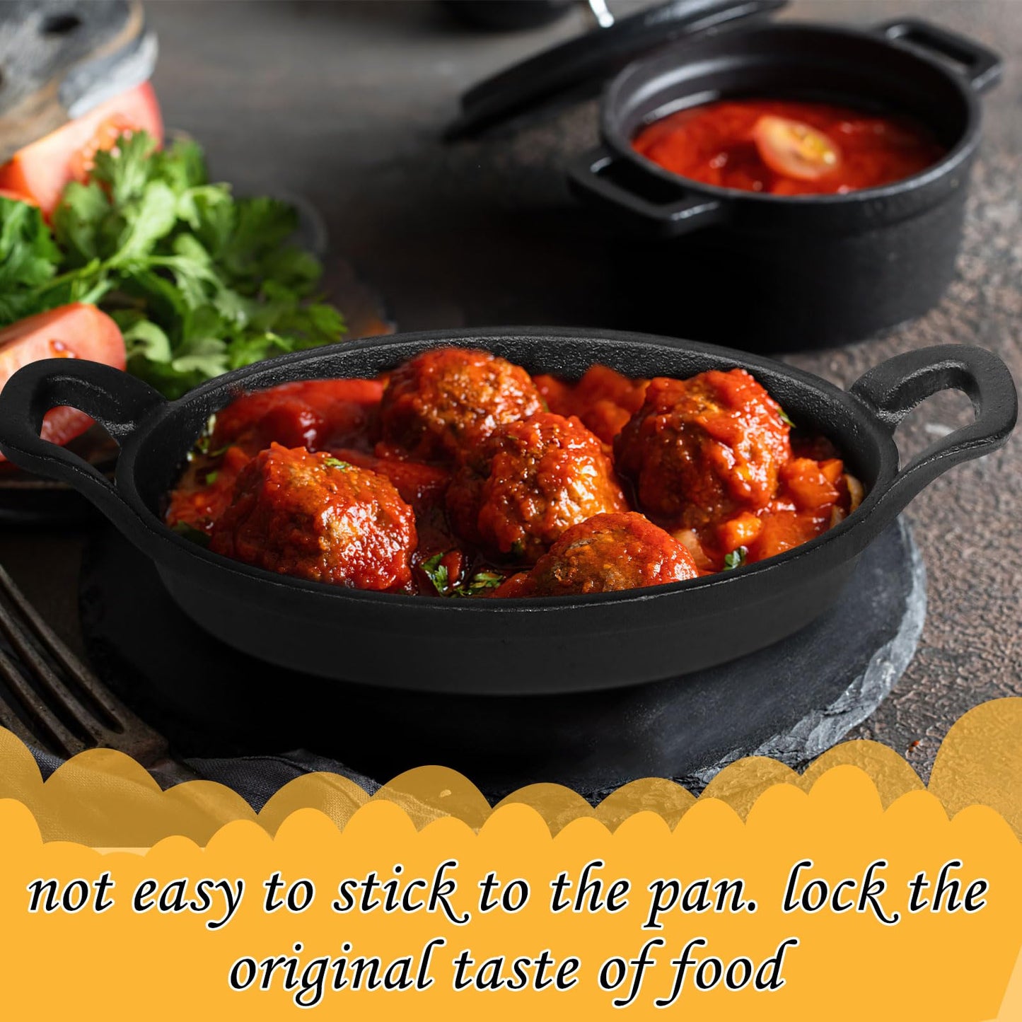 6 Pack Mini Cast Iron Skillets,6 x 3.8 x 1.2 Inch Oval Cast Iron Pan,Small Ramekin Set Black Casserole Dish Cookware Oven Safe Mini Skillets for Kitchen BBQ Indoor Outdoor Picnic