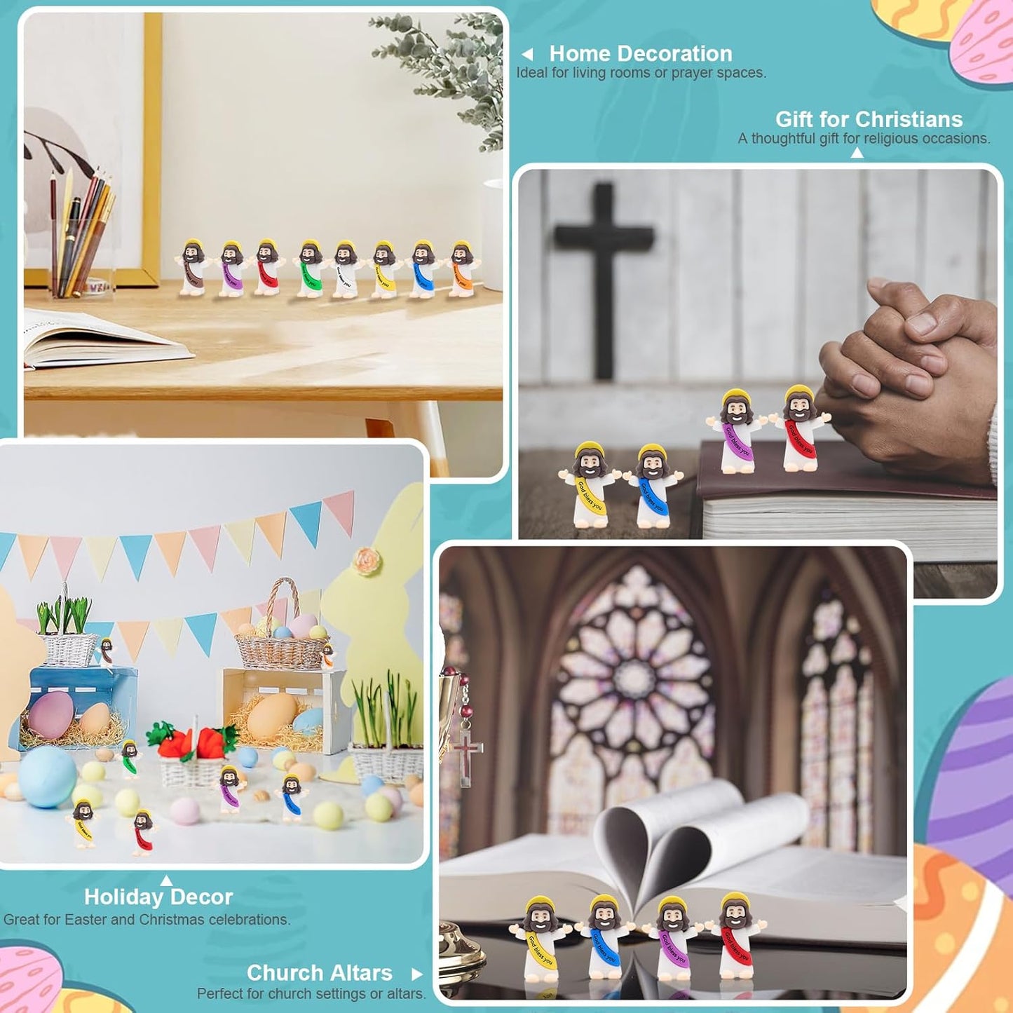 Yelakey Mini Jesus Figures - 50 Classic Tiny Jesus Figurines for Baptism & Easter Decor