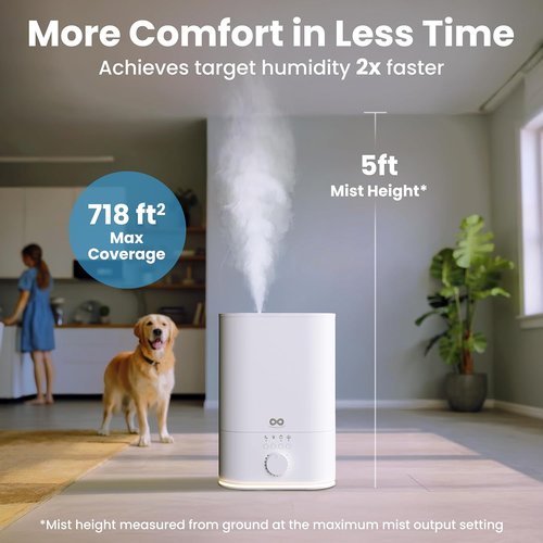 Everlasting Comfort 6L Humidifier - High Mist Output & 60 HR Runtime | Ultrasonic Top Fill for Home & Baby