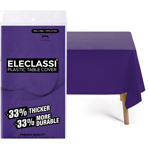 Eleclassi Purple 12 Pack Premium Disposable Plastic Tablecloth 54 x 108 in - Plastic Table Cloth Disposable Tablecloth for Rectangle Table Up to 8 Feet