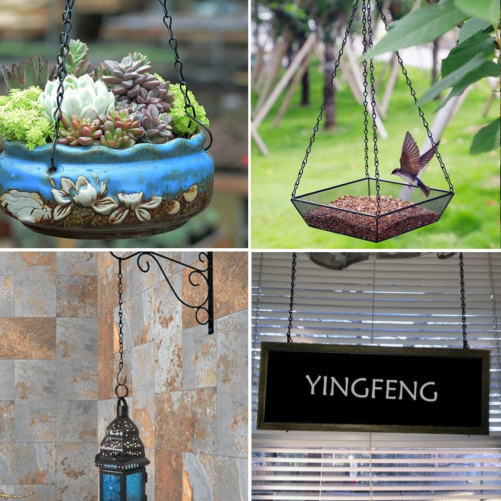 YINGFENG 10 Pack Black Hanging Chains - 9.5 Inch Garden Plant Hangers for Feeders, Lanterns & More