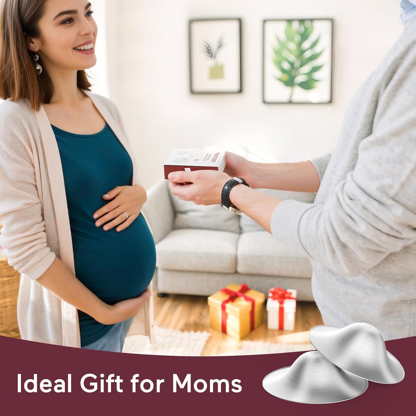 Momcozy 999 Silver Nursing Cups - Hole-Free Nipple Shields for Breastfeeding | Regular Size
