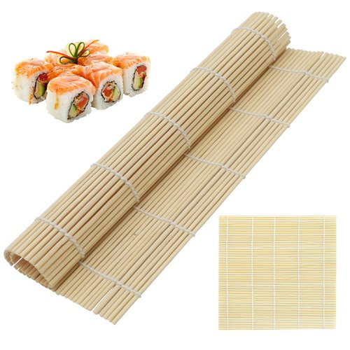 HOPELF 1 Pack 12 Inch Bamboo Sushi Mat - Sushi Roller Mat for Making, Shaping & Molding Sushi Roll & Kimbap - Food-Safe Sushi Making Supplies, Tools & Accessories