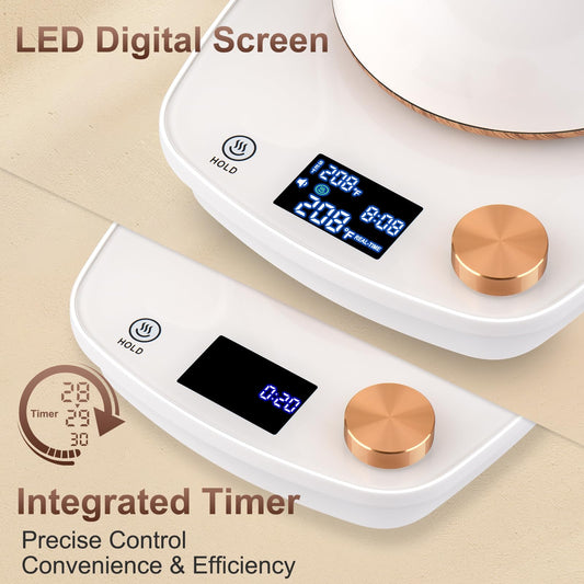 YDDZZM Gooseneck Electric Kettle, Intelligent Temperature Control, Stainless Steel Inner, Quick Heating, for Pour Over Coffee, Brew Tea, Boil Hot Water, 1000W 0.9L Cream White