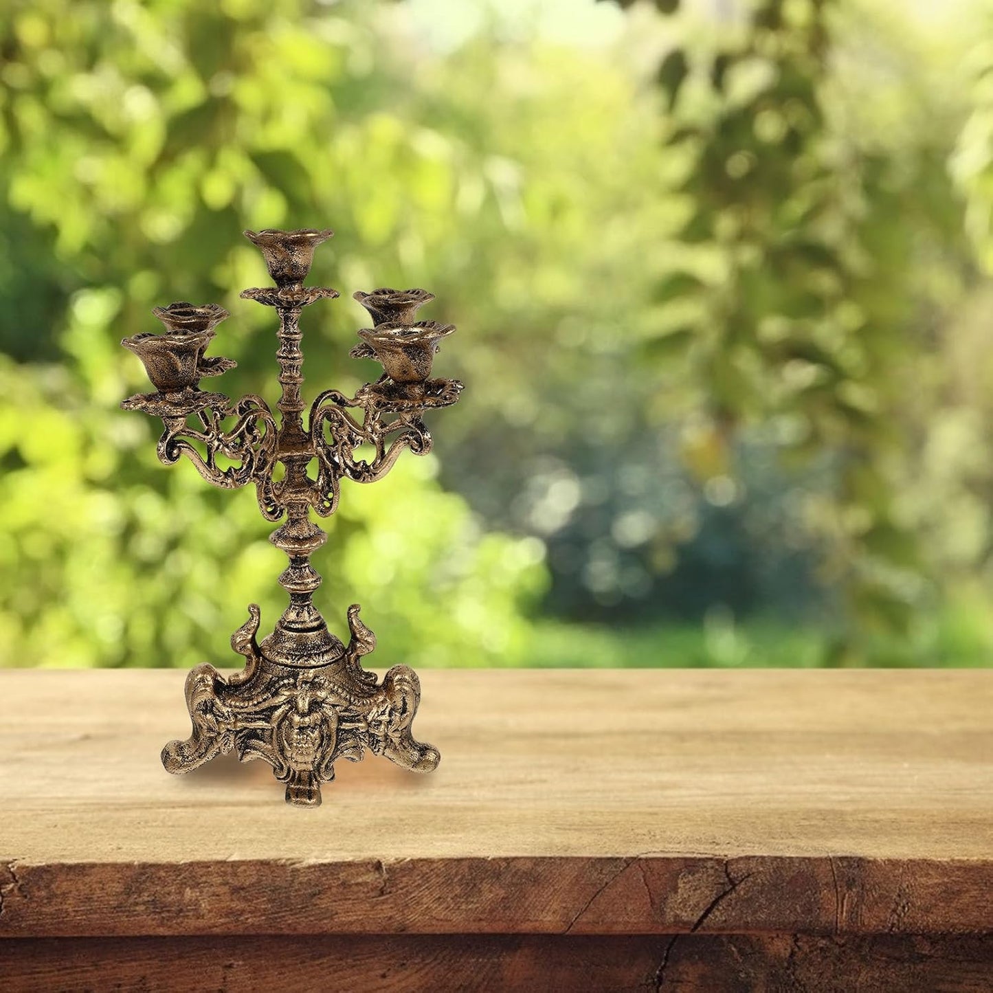 Skiennix Metal Candle Holder - 5 Arms Candelabra for Christmas & Wedding Centerpieces | 12 Inch