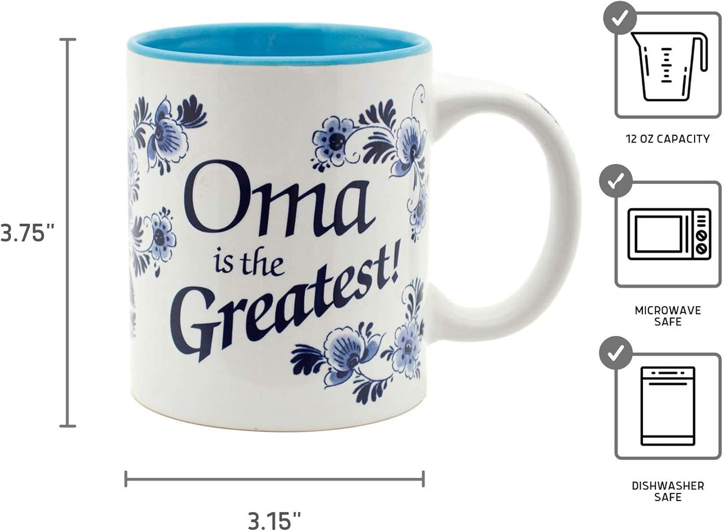 12 oz. Ceramic Coffee Mug - 'Oma is the Greatest' Multicolor Gift for German & Dutch Grandmas