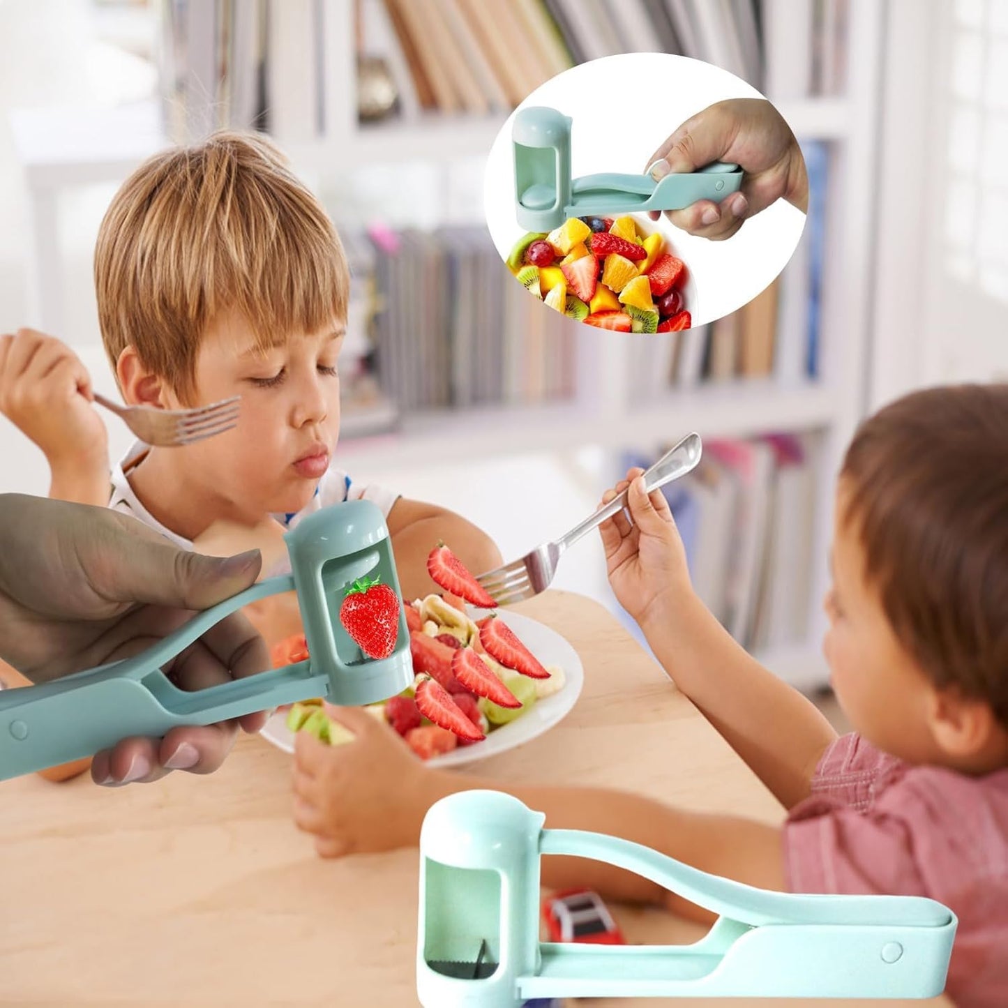 Skiennix One Second Fruit Slicer - Stainless Steel Cherry, Grape & Tomato Cutter | Kitchen Gadget (White)