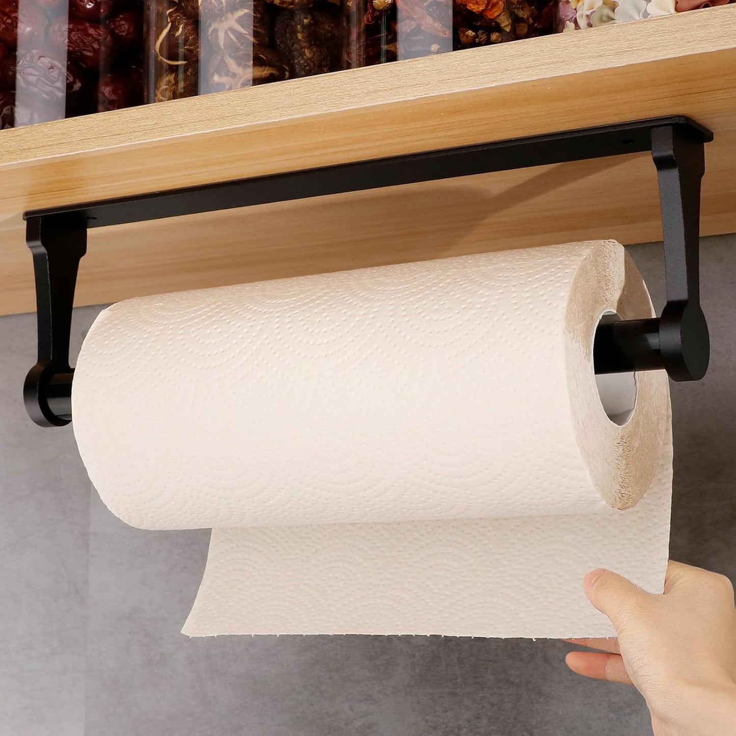 MONEER Paper Towel Holder - Self-Adhesive Aluminum Alloy Design for Kitchen & Bathroom | Black