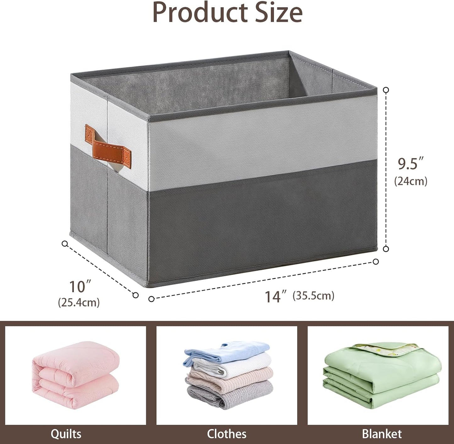 Large Storage Bins by [Brand Name] - Collapsible Fabric Organizer Baskets for Clothes & Blankets | 6 Pack
