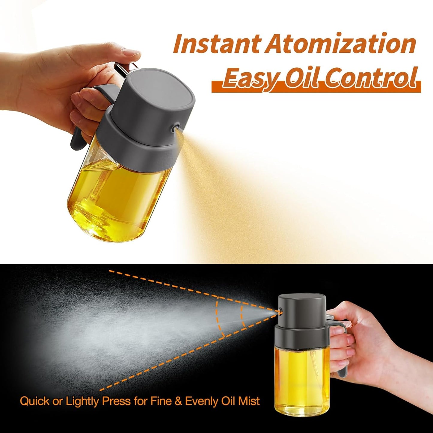 YARRAMATE Mini Oil Sprayer - 6.8 OZ Food-Grade Olive Oil Spray Bottle for Cooking | Portable Gray Mister