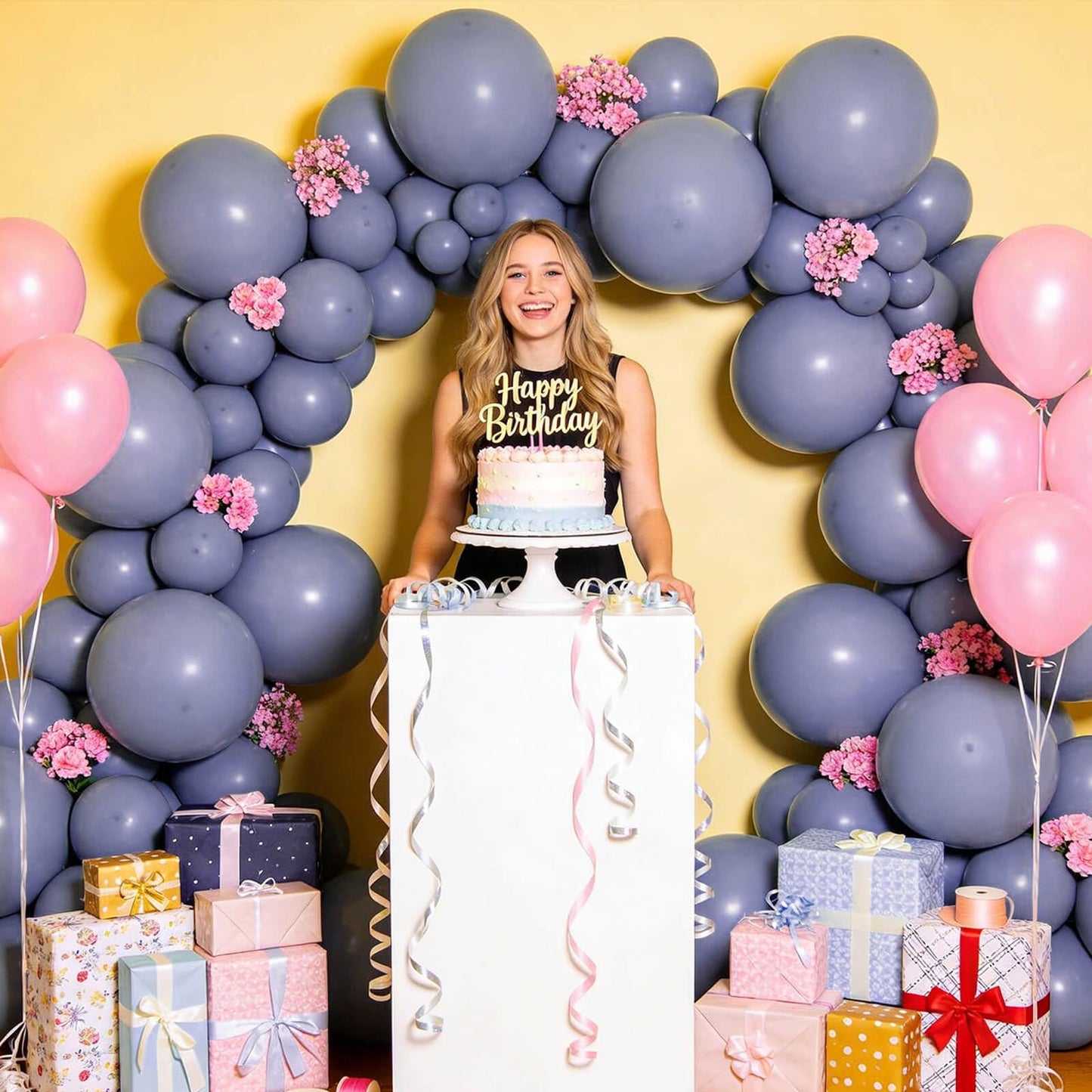 110pcs Dusty Blue Balloon 12 Inch, Blue Latex Balloons for Birthday Party Baby Shower Wedding(with 2 Ribbons).