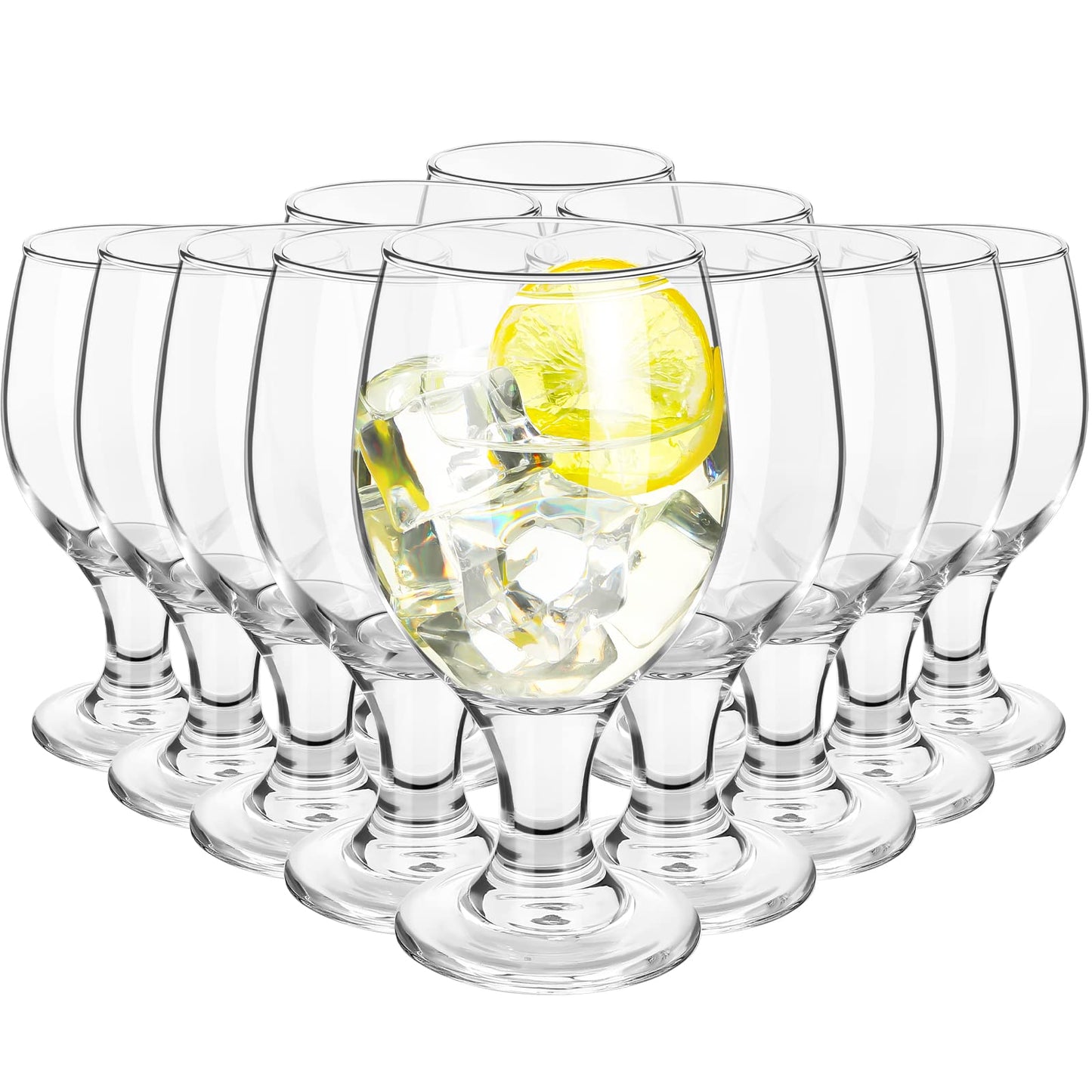 Patelai Set of 24 Water Goblet, 13.5 oz Clear Drinking Glasses Bulk Dishwasher Safe, Stemmed Water Glass for Juice Wine Beer Tea Sangria Cold Beverages, Reusable Glassware for Home Party Restaurant