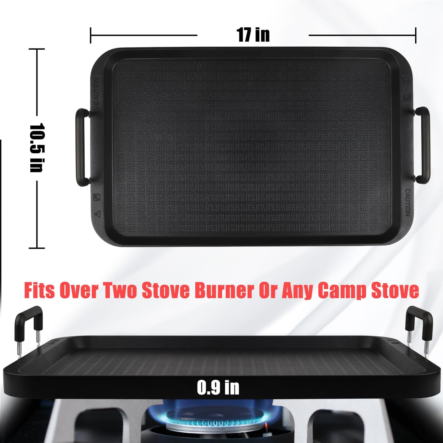 CukAid Flat Top Grill - Non-Stick Stovetop Griddle, Aluminum, Dishwasher Safe