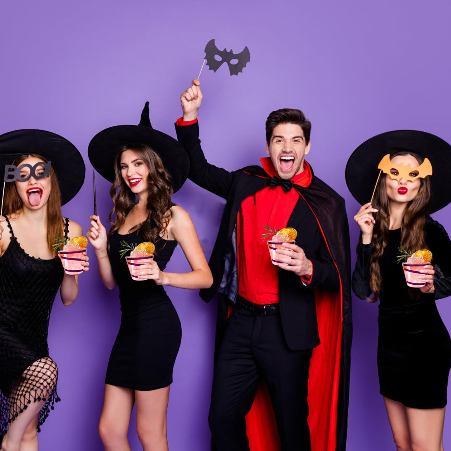 100Pcs 9 oz Rimmed Swirl Purple Plastic Cups - Disposable Clear Drinking Cups for Halloween, Christmas, Wedding and Party Supplies - Cocktail Wine Glasses (Purple)