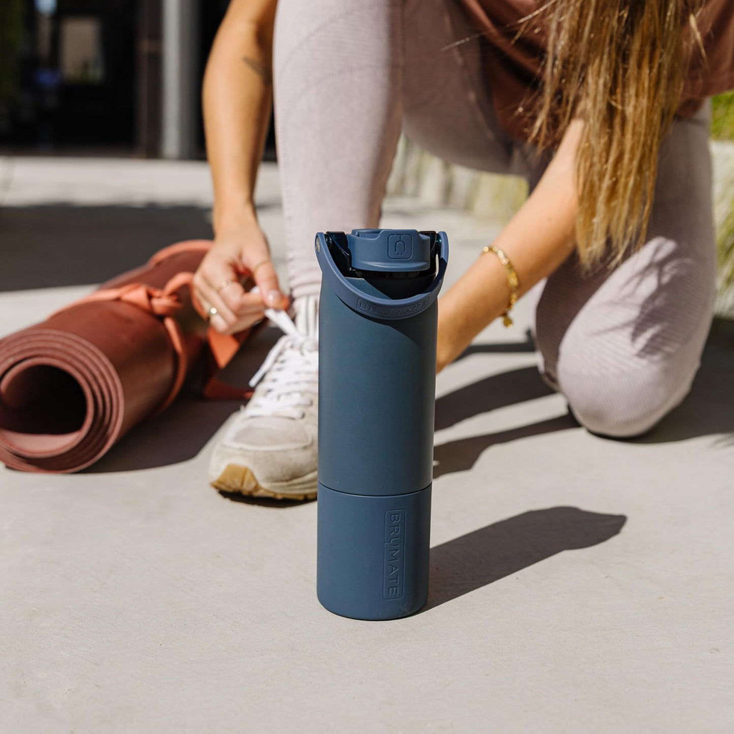 BrüMate Rise 25oz Water Bottle With 100% Leakproof Covered Silicone Straw | Insulated Stainless Steel Water Bottle | Cup-Holder Friendly | Fast Flow | Soft Sip Spout | BPA-Free (Nightfall Blue)