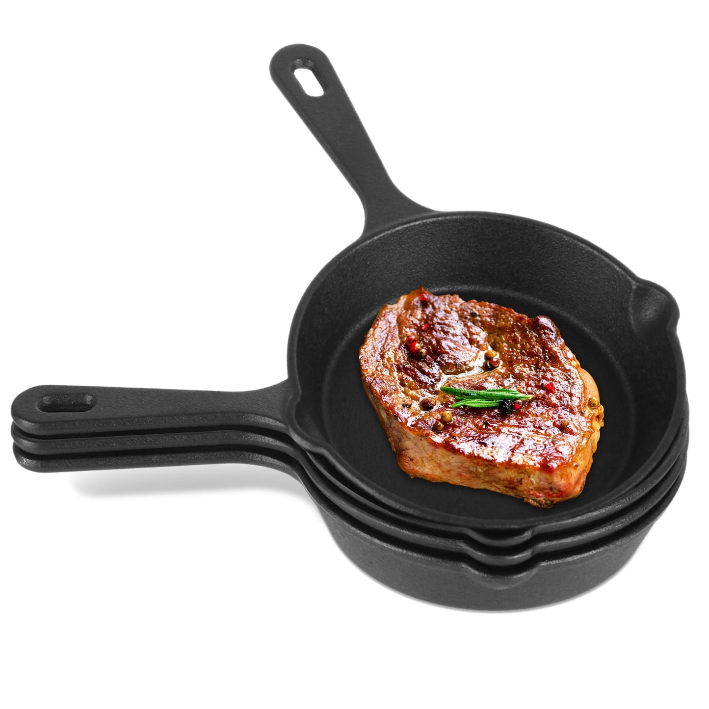 LDHHYH 4 Pack Mini Cast Iron Skillet, 5.5 Inch Small Cast Iron Frying Pan, Pre-Seasoned Cast Iron Skillet Set, Black Non-Stick Mini Cast Iron Cookware for Stove Oven Grill Safe Indoor and Outdoor Use