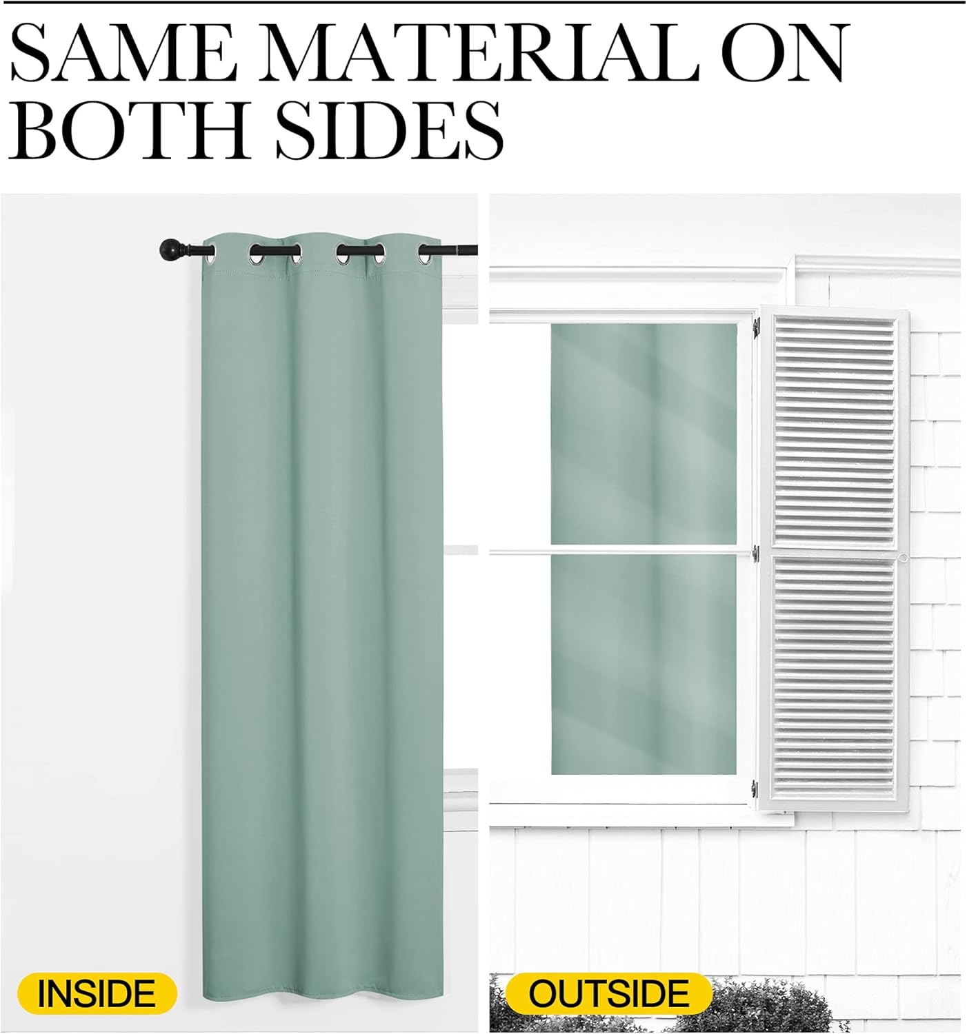 NICETOWN Small Window Curtains - Thermal Insulated Grommet Drapes in Seafoam Green | Set of 2, 42" x 63" Each Panel