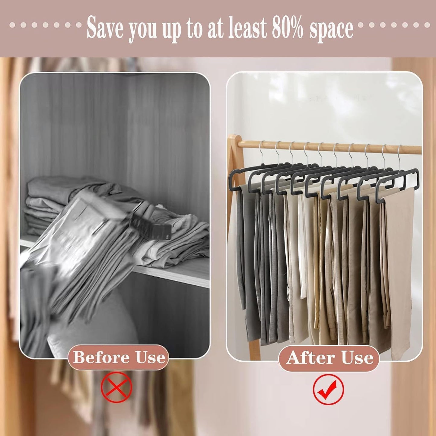 Velvet Hangers Non Slip - 20 Pack Pants Hangers for Closet - Thin Space Saving Clothes Hanger - Strong, Durable, Jean Perchas with 360 Degree Rotatable Hook for Tank Top (Black Silver Hook)