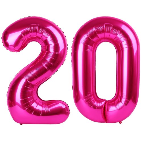 Hot Pink Number 20 Balloons 40 inch, 20 Number Balloons, 20th Birthday Decorations, 20 Year Old Women Hot Pink Party Supplies