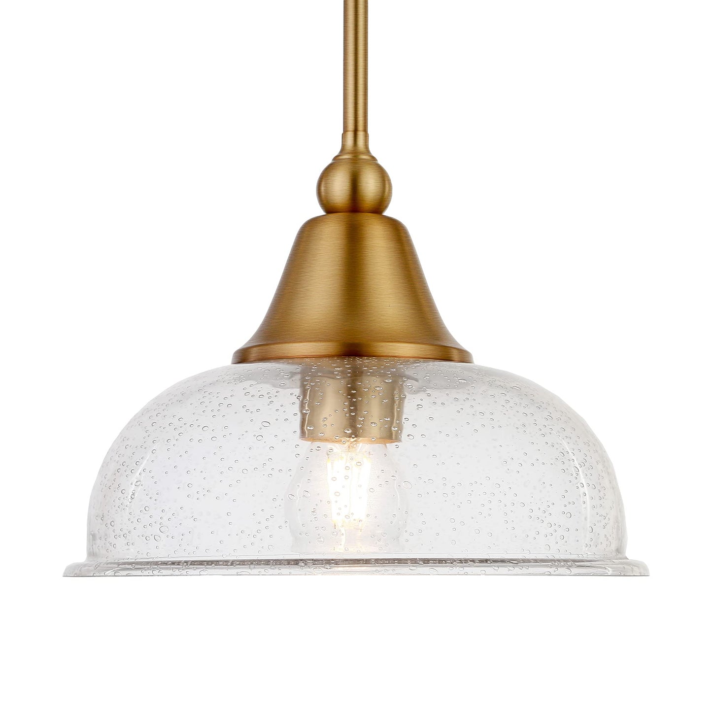 Magnolia 10.75" Wide Pendant with Glass Shade in Brass/Seeded