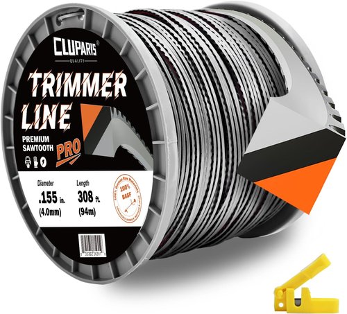 Cluparis Heavy Duty Trimmer Line - .155-Inch 3lb 308ft Sawtooth String for Echo, Husqvarna, Ryobi | Extra Durable Tri-Extrusion