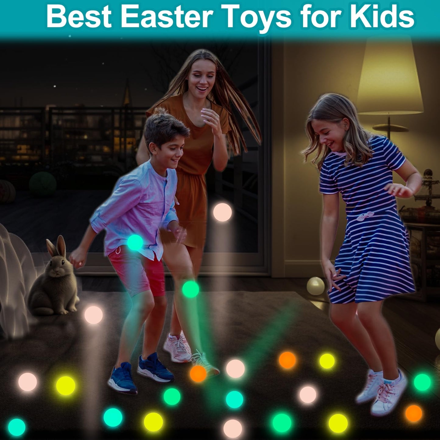 Easter Basket Stuffers 24 Pack Prefilled Easter Eggs with Glow in The Dark Bouncy Balls 6 Colors High Bouncy Ball Stress Relief Fidget Toys Easter Eggs Filled Hunt Party Gift for Kids Boys Girls Teens