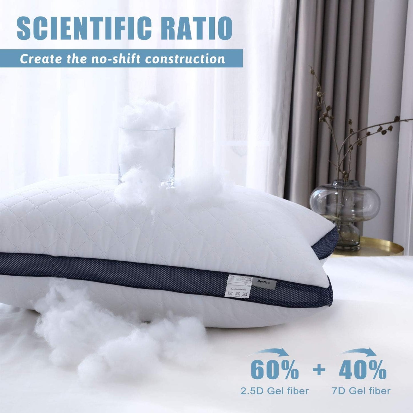 Meoflaw Luxury Hotel Pillows for Sleeping - Standard Size Set of 4 for Side & Back Sleepers