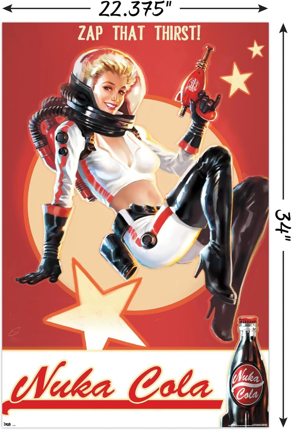 Fallout 4 Nuka Cola Wall Poster - 22.375" x 34" - Retro Gaming Decor