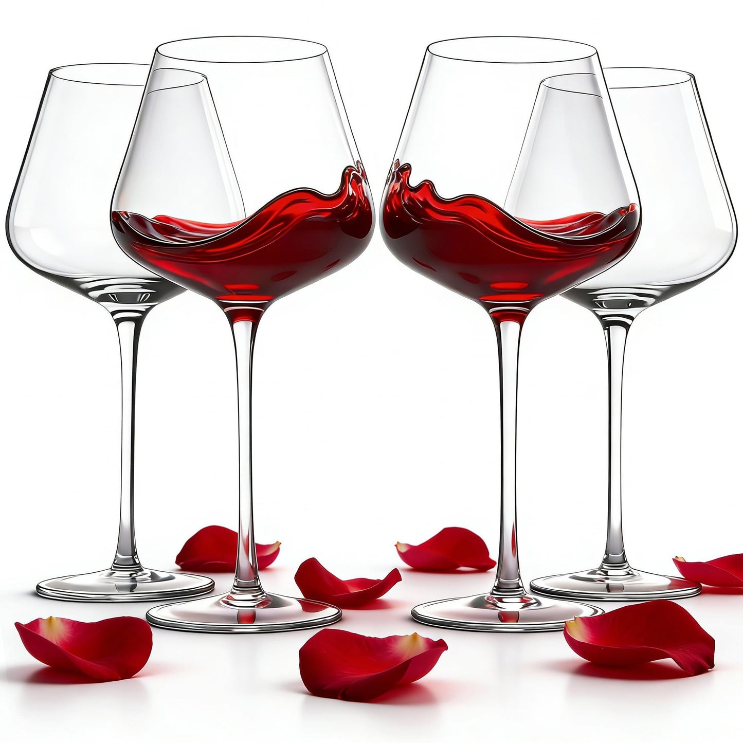 LASTURYCX Wine Glasses Set of 4, 18OZ Large Crystal Red Wine Glasses, Hand Blown Vintage Wine Glasses with Thin Rim, Large Bowl, Long Stem, Gifts for Wedding, Housewarming, Birthday