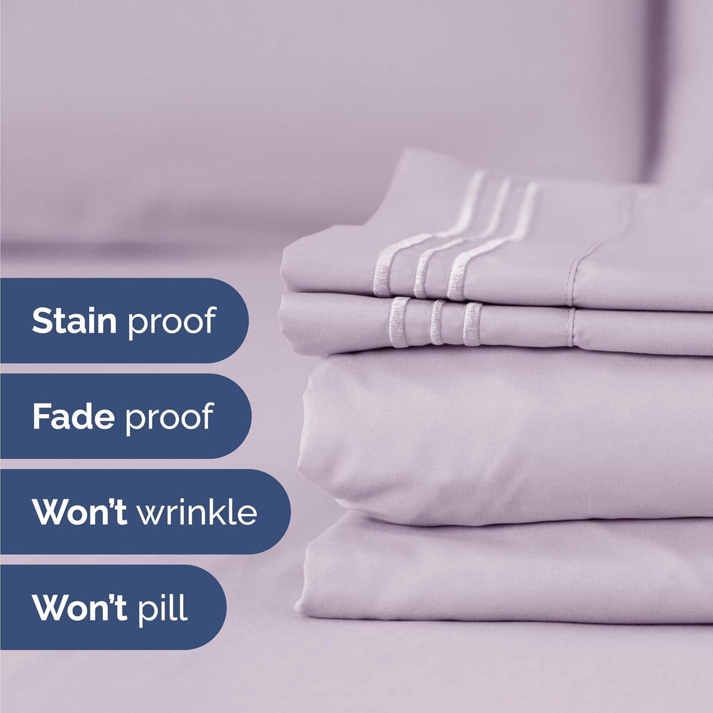 Skiennix Twin Size Sheet Set - Comfy Cooling Bed Sheets for All Ages - Deep Pockets, Soft & Wrinkle-Free - Light Lavender